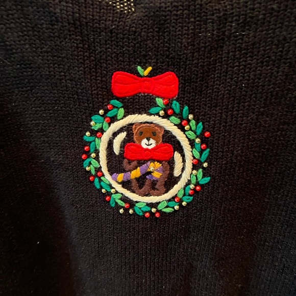 Designers Original Studio Black Cardigan with Festive Holiday embroidery size L - Picture 6 of 12